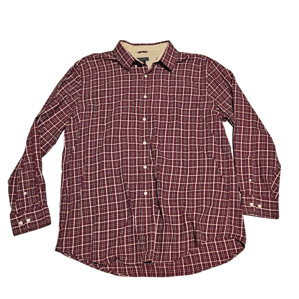 Saddlebred Men's Long Sleeve Maroon Plaid Button Down Shirt Size XL Plaid